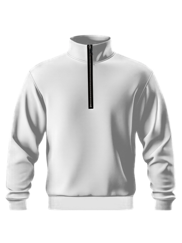 Eigen textiel borduren of bedrukken half zip sweater voorkant