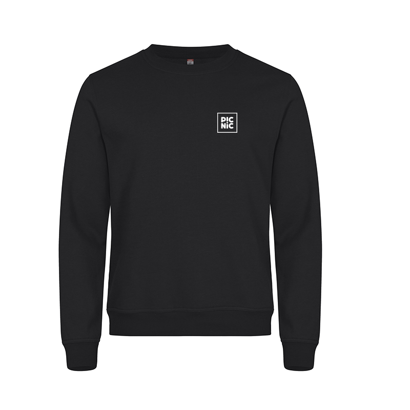 hoodie, zwart, langemouw, logo, crewneck