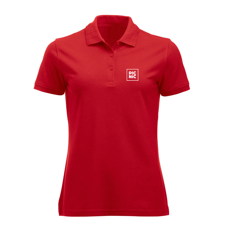 poloshirt, rood, korte-mouw, kraag, logo-crest