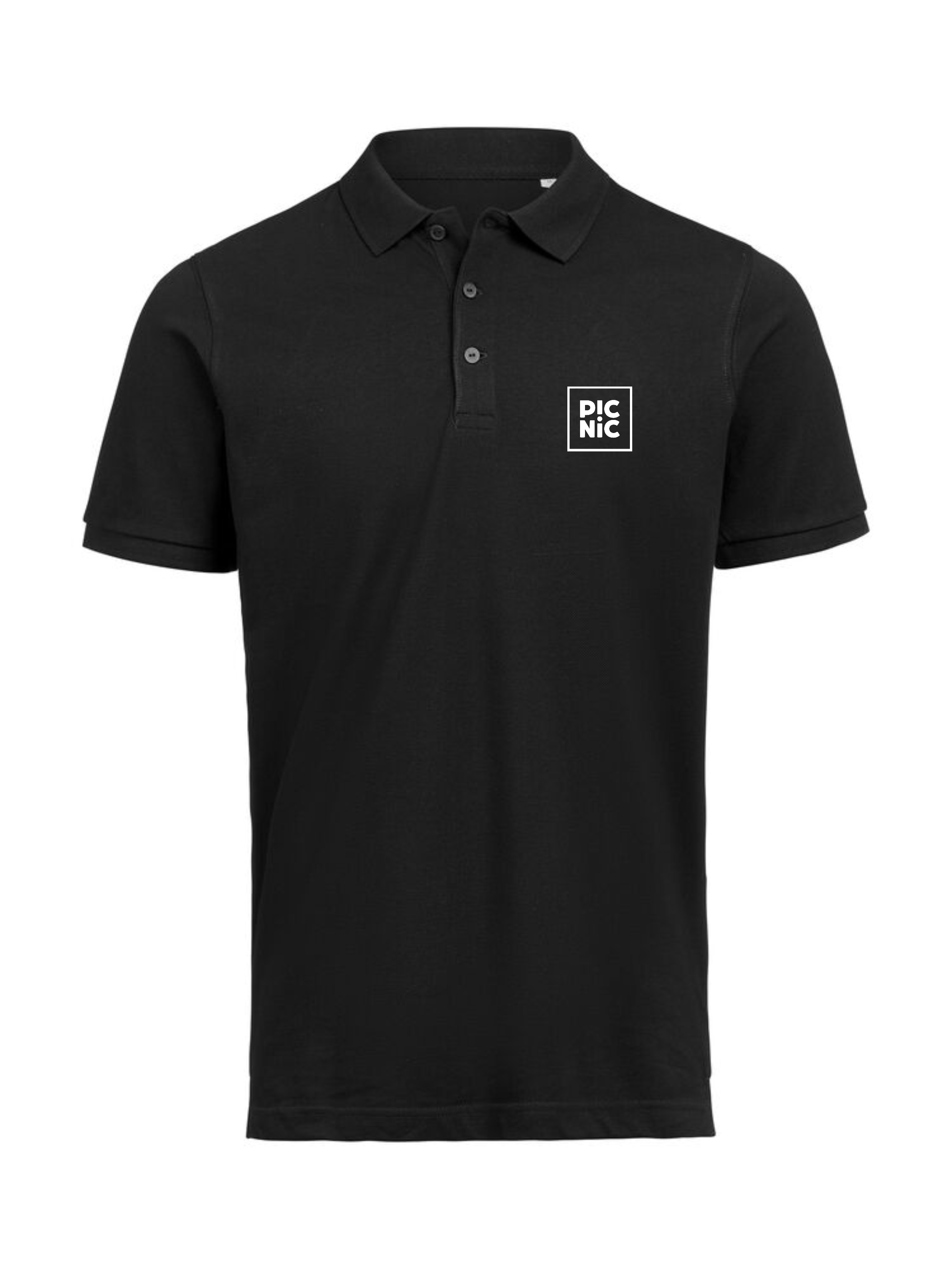 poloshirt, korte mouwen, zwart, kraag, logo-patch