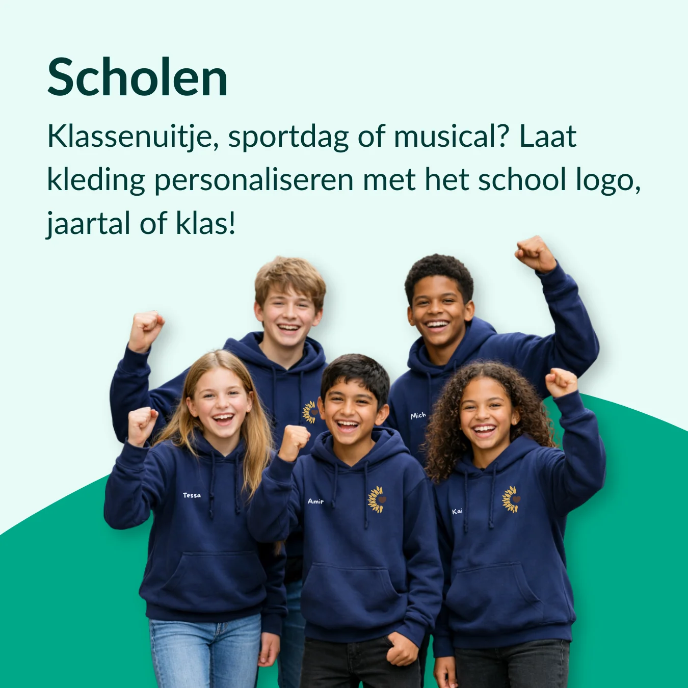 Kleding bedrukken en borduren voor scholen