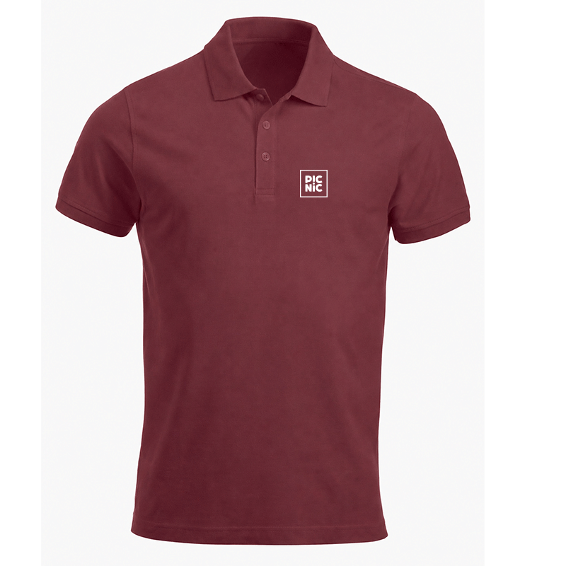 polo shirt, burgundy, short sleeve, logo, cotton
